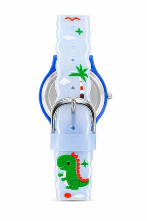 Erkek Çocuk Dinozor Figürlü Mavi Analog Silikon Kordon Kol Saati ST-304437