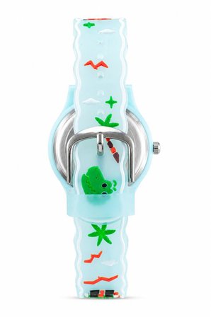 Erkek Çocuk Turkuaz Dinozor Desenli Silikon Kordon Analog Kol Saati ST-304442