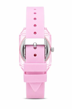 Kadın Kol Saati Pembe Silikon Kordon Şeffaf Kare Kasa Analog Kadran ST-304452