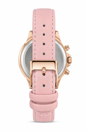 Kadın Kol Saati Pembe Deri Kordon Rose Gold Kasa Pembe Analog Kadran ST-304456