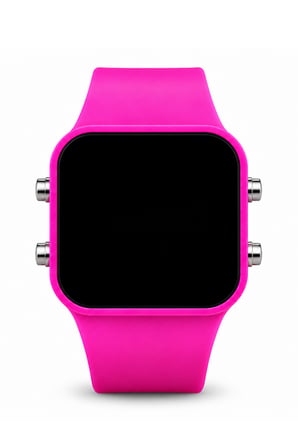 Fuşya Pembe Silikon Kordonlu Kırmızı LED Ekranlı Kadın Dijital Kol Saati ST-304460