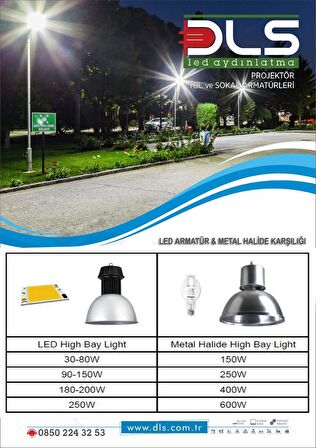 150W Led Yol Sokak Armatür DLS Park Bahçe Çevre Site Bina Dış Mekan Lamba Aydınlatma Ledli Sokak Armatürü ST-GL150