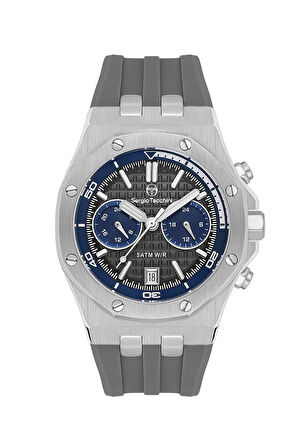 Sergio Tacchini ST.1.10447-6 Silikon kordon Fonksiyonlar Aktif Suya Dayanıklı Gri Renk Erkek Kol Saati