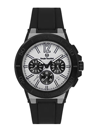 Sergio Tacchini ST.1.10458-1 Silikon kordon Fonksiyonlar Aktif Suya Dayanıklı Siyah Renk Erkek Kol Saati