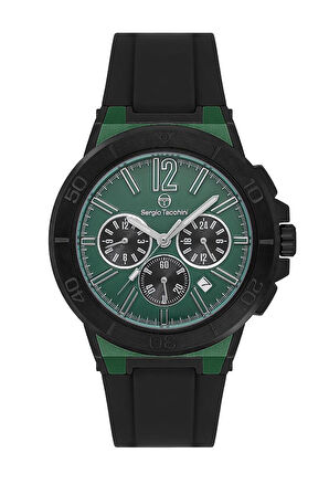 Sergio Tacchini ST.1.10458-5 Silikon kordon Fonksiyonlar Aktif Suya Dayanıklı Siyah Renk Erkek Kol Saati