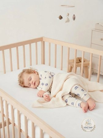 Gökçe Baby Erkek Bebek Şapka Baskılı, Önden Çıtçıtlı Uzun Kollu Tulum