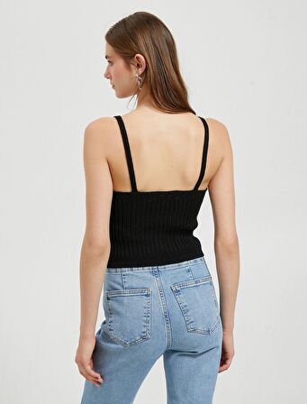Crop Triko Atlet Askılı V Yaka - 4WAK30004HT