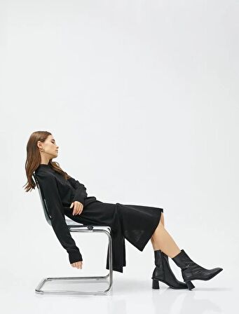 Midi Triko Elbise Dik Yaka 4WAK80001HT