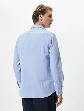 Klasik Gömlek Slim Fit Yarım İtalyan Yaka Düğmeli Uzun Kollu - 4SAM60020HW