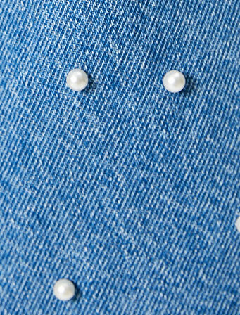 Taşlı Kot Pantolon Geniş Paça Cepli Standart Bel  - 4SAL40181MD