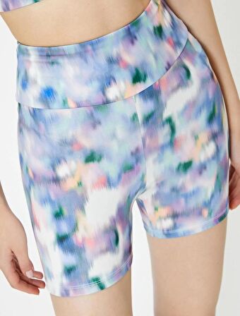 Spor Biker Tayt Yüksek Bel Batik Desenli Slim Fit 4sak40061nk