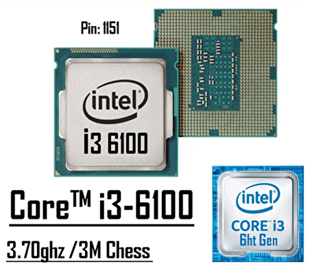 Intel Core i3-6100 3.70 Ghz 3MB Cache LGA 1151