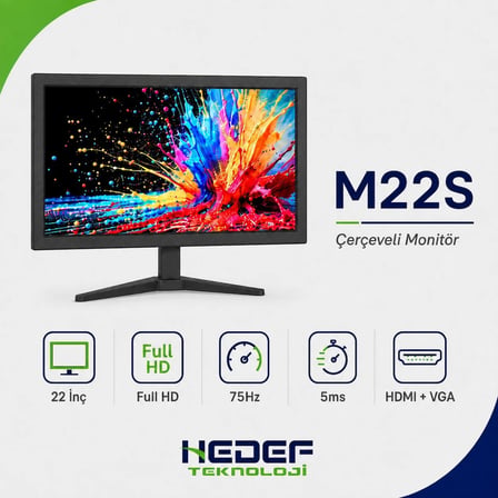ttec M22S 22” FHD LED monitör VGA+HDMI
