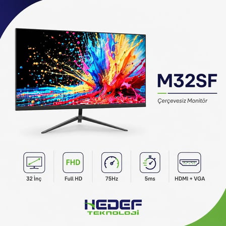 ttec M32SF 32” FHD çrçevesiz LED monitör VGA+HDMI