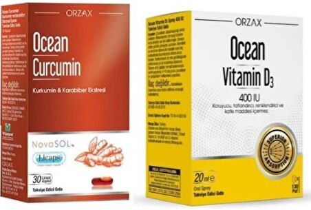 Ocean Curcumin 30 Kapsül + Vitamin D3 400 Iu 20ml Ikili Set