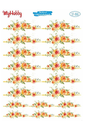 St 066 Çiçek Desenli Sulu Transfer 25x35