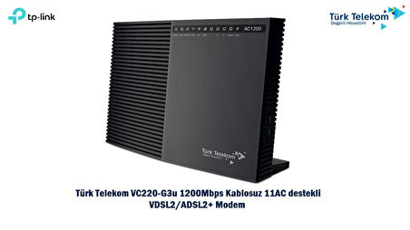 TT VC220-G3u AC 1200 5Ghz Vdsl Modem Siyah(Kutulu-Yenilenmiş)