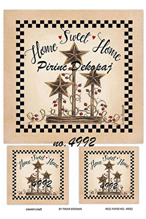 4992 Country, Yıldız, Dama, Home Sweet Home Pirinç Dekopaj 30x42