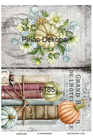 5185 Pumpkin, Balkabağı, Hallowen, Çiçek Desen Pirinç Dekopaj 30x42
