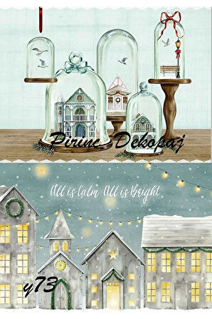 Y73 Kar Küresi Ve Ev Desenli Pirinç Dekopaj 30x42