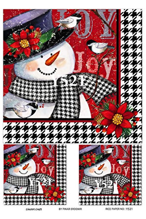 Y521 Joy, Kardan Adam, Kaz Ayağı Desenli Pirinç Dekopaj 30x42