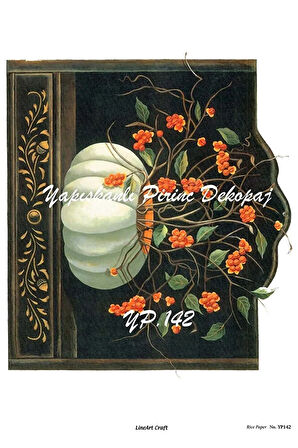 Yp142 Kabak Ve Çiçek Desenli Kendinden Yapışkanlı Pirinç Dekopaj 29*42