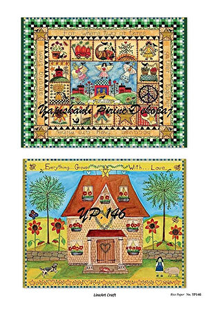 Yp146 Country Ev Desenli Kendinden Yapışkanlı Pirinç Dekopaj 29*42