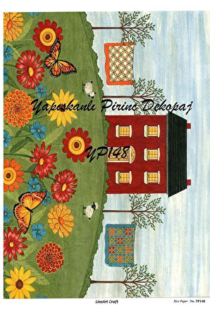 Yp148 Country Ev Desenli Kendinden Yapışkanlı Pirinç Dekopaj 29*42