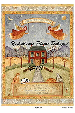 Yp191 Country Ev Desenli Kendinden Yapışkanlı Pirinç Dekopaj 29*42