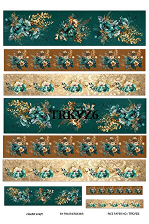 Trkvz6 Shabby Chic, Kelebekler, Güller Pirinç Dekopaj 30x42