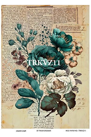 Trkvz11 Shabby Chic, Kelebekler, Güller Pirinç Dekopaj 30x42