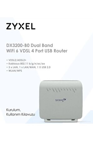 Türk Telekom DX3200-B0 Dual AX 1500 Wifi 6 Fiber/Vdsl 2 Modem