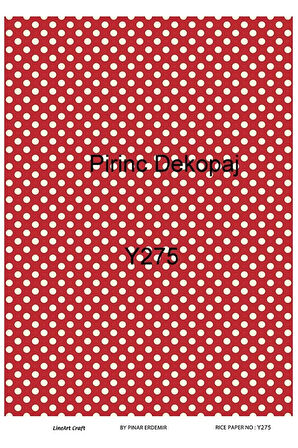 Y275 Kırmızı, Puantiye Desen Pirinç Dekopaj 30x42