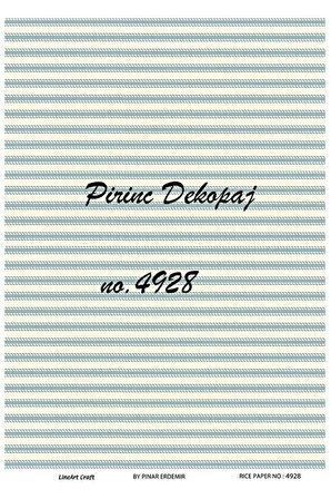 4928 Mavi, Beyaz, Çizgili Desen Pirinç Dekopaj 30x42