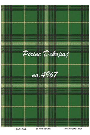 4967 Yeşil Ekose Desen Pirinç Dekopaj 30x42