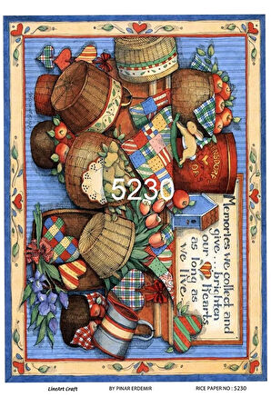 5230 Renkli, Karışık Desen Pirinç Dekopaj 30x42