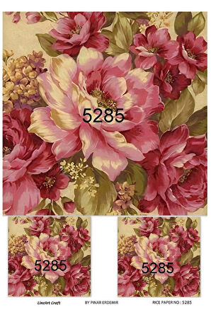 5285 Pembe, Gül, Çiçek Pirinç Dekopaj 30x42