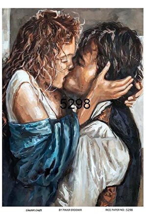 5298 Öpüşen Kadın, Erkek Pirinç Dekopaj 30x42