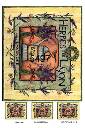 5497 Çaydanlık, Lavanta, Kuş Desen Pirinç Dekopaj 30x42