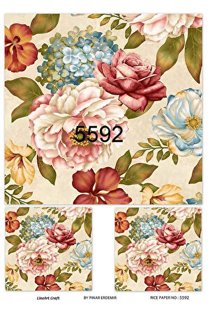 5592 Vintage Çiçek Desenli Pirinç Dekopaj 30x42