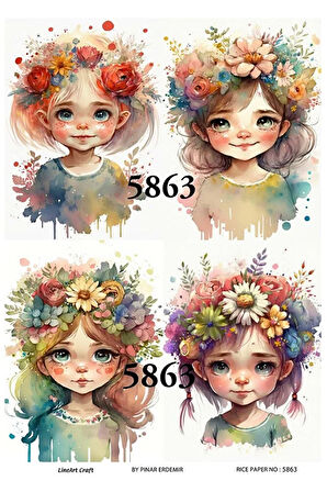 5863 Peri Kızı Desenli Pirinç Dekopaj 30x42