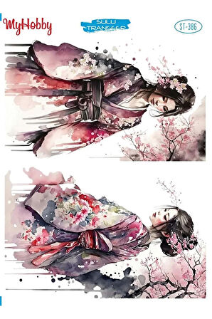 ST 386 Geyşa Desenli Sulu Transfer 25x35