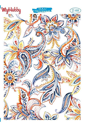 St 444 Şal Desenli, Renkli Sulu Transfer 25x35