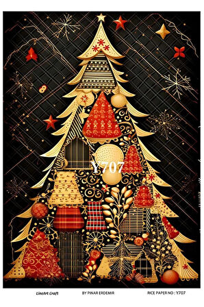 Y707 Yeniyıl, Çam, Ağaç Desenli Pirinç Dekopaj 30x42