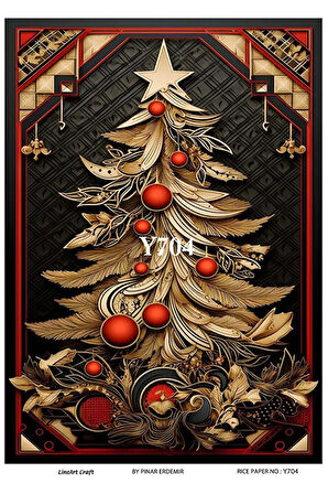 Y704 Yeniyıl, Çam, Ağaç Desenli Pirinç Dekopaj 30x42