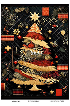 Y694 Yeniyıl, Çam, Ağaç Desenli Pirinç Dekopaj 30x42