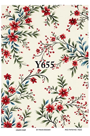Y655 Yeniyıl, Dal, Çiçek Desenli Pirinç Dekopaj 30x42