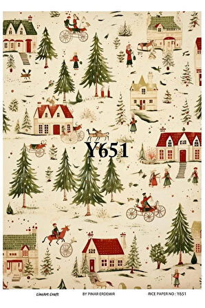 Y651 Yeniyıl, Kasaba, Kar Desenli Pirinç Dekopaj 30x42