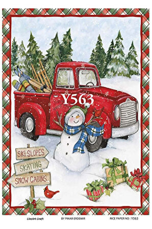 Y563 Kardan Adam, Kamyonet Desenli Pirinç Dekopaj 30x42