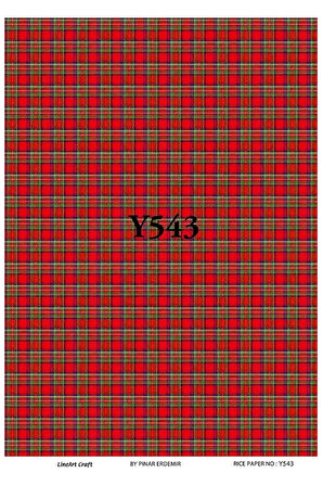 Y543 Kırmızı Çizgili, Ekose, Tartan Pirinç Dekopaj 30x42
